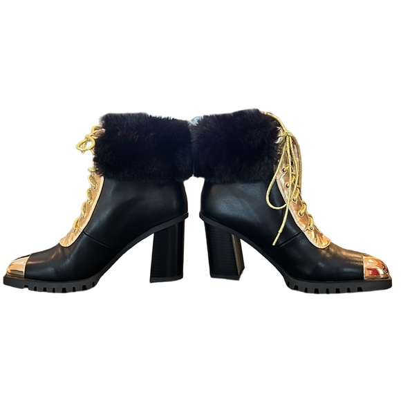 THINGS ll COME Maliyana Luxurious NWT Lace-Up Embellished Block-Heel Booties 6 - Picture 3 of 8